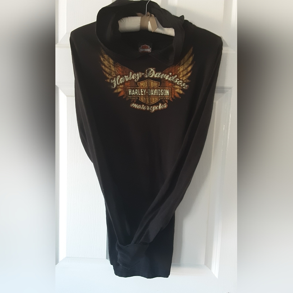 HARLEY DAVIDSON BLACK HOODED T-SHIRT 2X